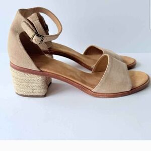 Women's Soludus Anthropologies leather ankle strap rope block heel Sandals 7